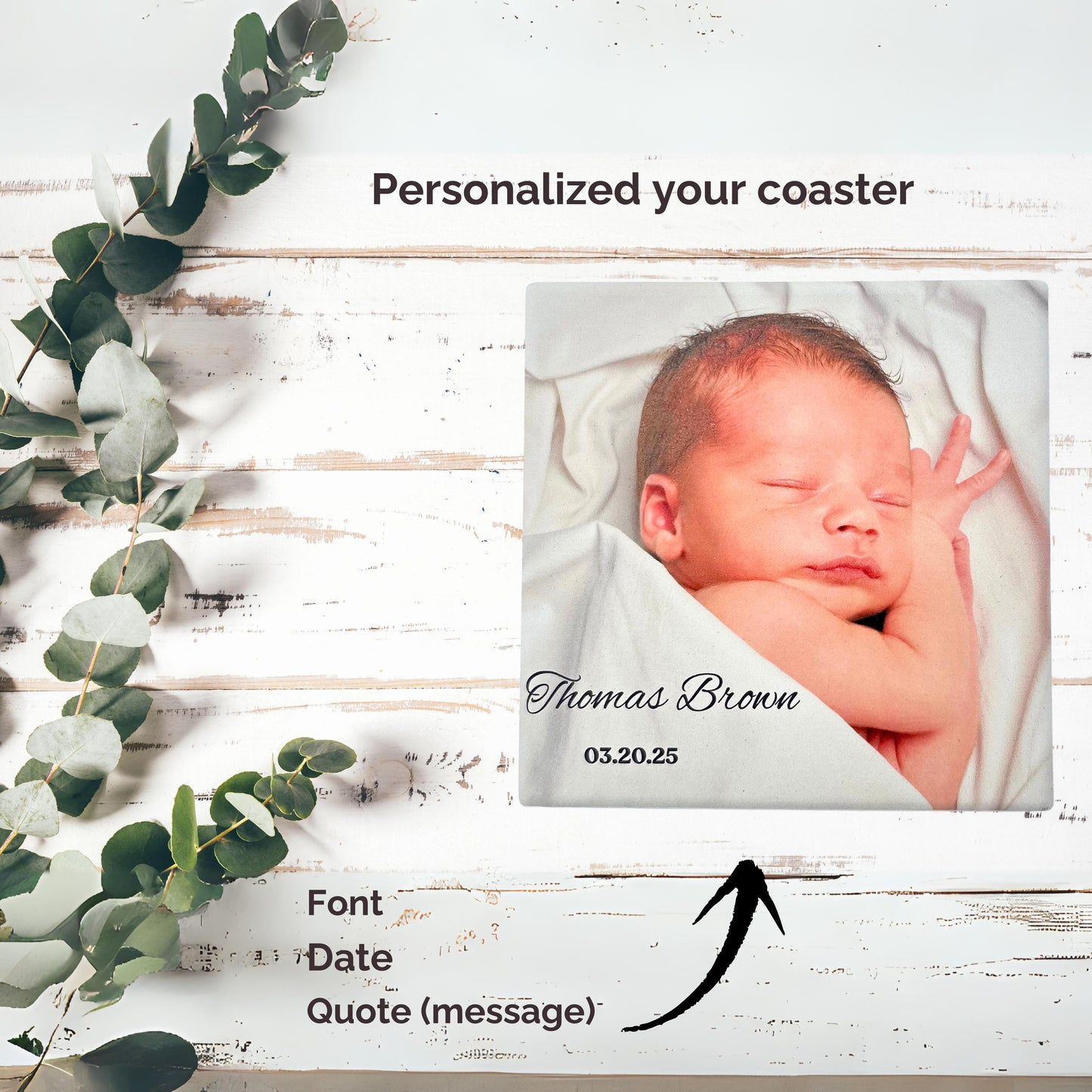 Personalized Photo Coaster Custom photo coaster Keepsake 4”*4” Square Coaster Gift for Wedding, Baby, Pet, Family , Christmas, Birthday