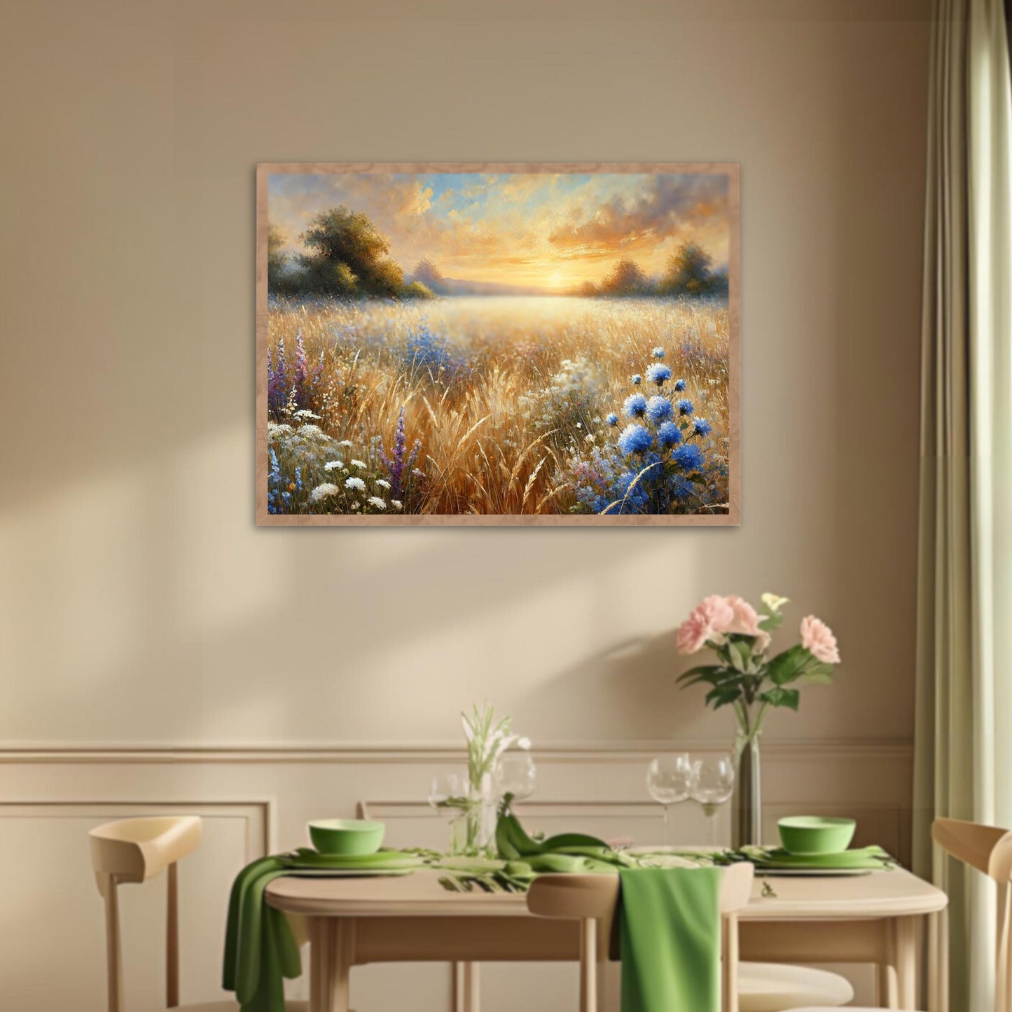 Flower fields Oil painting print wall decor Wildflowers Field Oil Painting Print Wall Decor for Living room, Kitchen, Bedroom, gifting