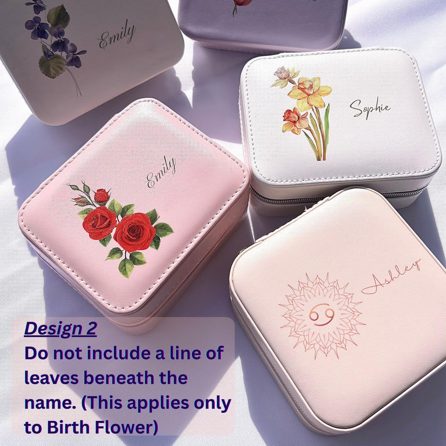 Personalized Jewelry Box with Birth Flower or Zodiac Custom Travel Jewelry box Gift for Her ,Bridesmaid Proposal , Birthday Wedding Keepsake