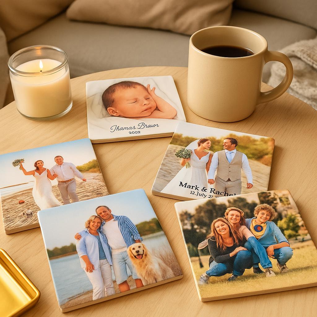 Personalized Photo Coaster Custom photo coaster Keepsake 4”*4” Square Coaster Gift for Wedding, Baby, Pet, Family , Christmas, Birthday